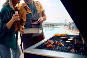 Cooking on an outdoor grill in a New Orleans backyard
